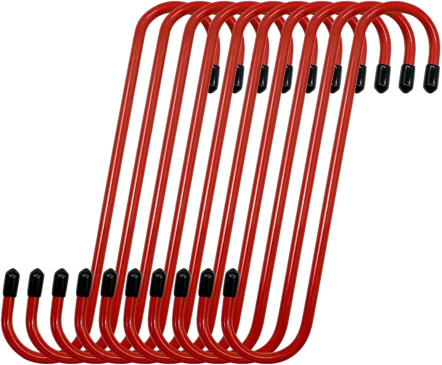 10 Pcs Brake Caliper Hanger Hooks - with Rubber Tips for Automotive Work on Brake Axle and Suspesion Systems, Hardness Steel, Red Powder Coated Brake Caliper Hanger Hooks (10PC)