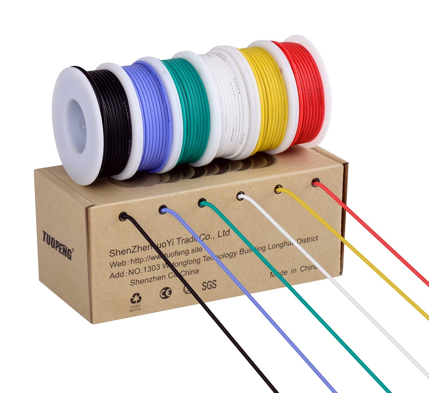 TUOFENG 18AWG Silicone Wire Set, 6 Colors 20ft Each, Flexible Tinned Copper