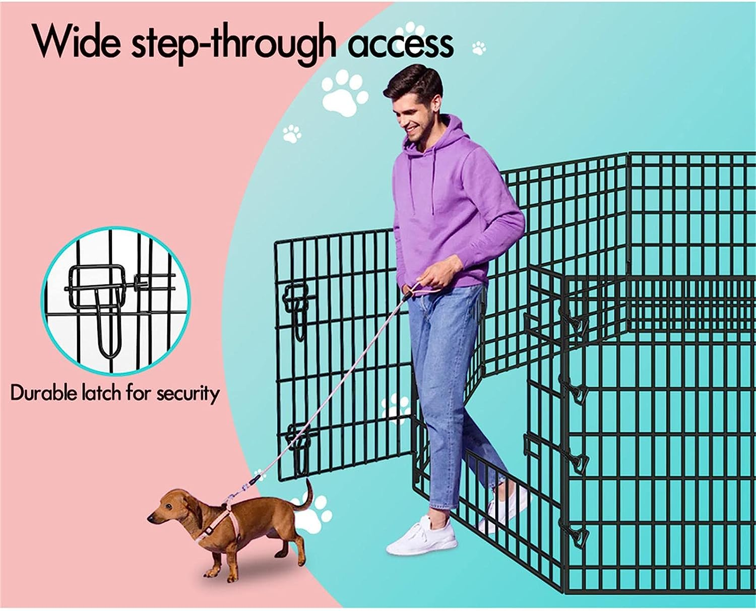 Beastie Foldable Pet Dog Metal Playpen 36", 8 Panels Folding Dog Play Pen Fra... - Picture 7 of 17