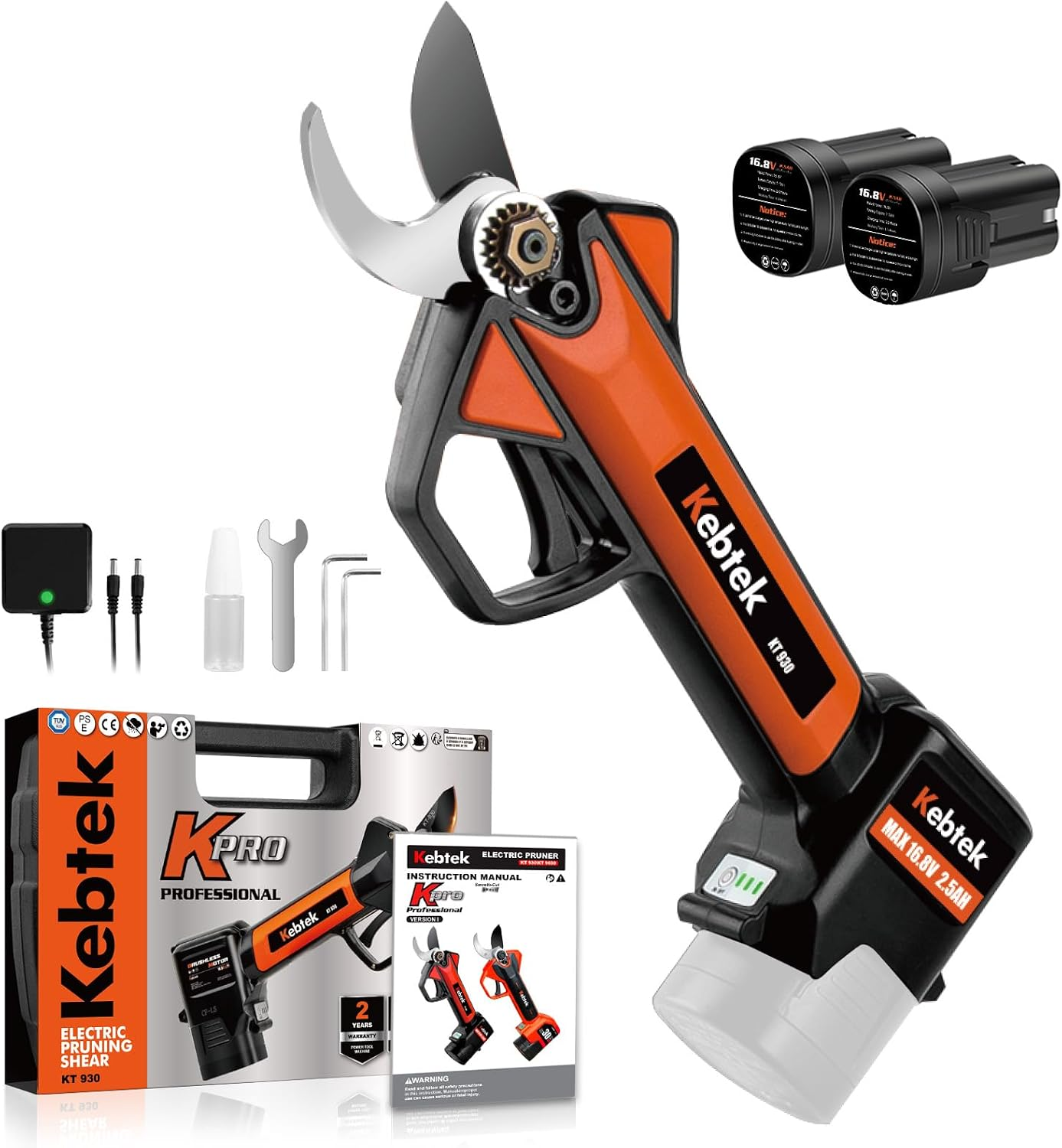 Kebtek Professionelle Elektrische Gartenschere 30MM Zügiges Schneiden 880G