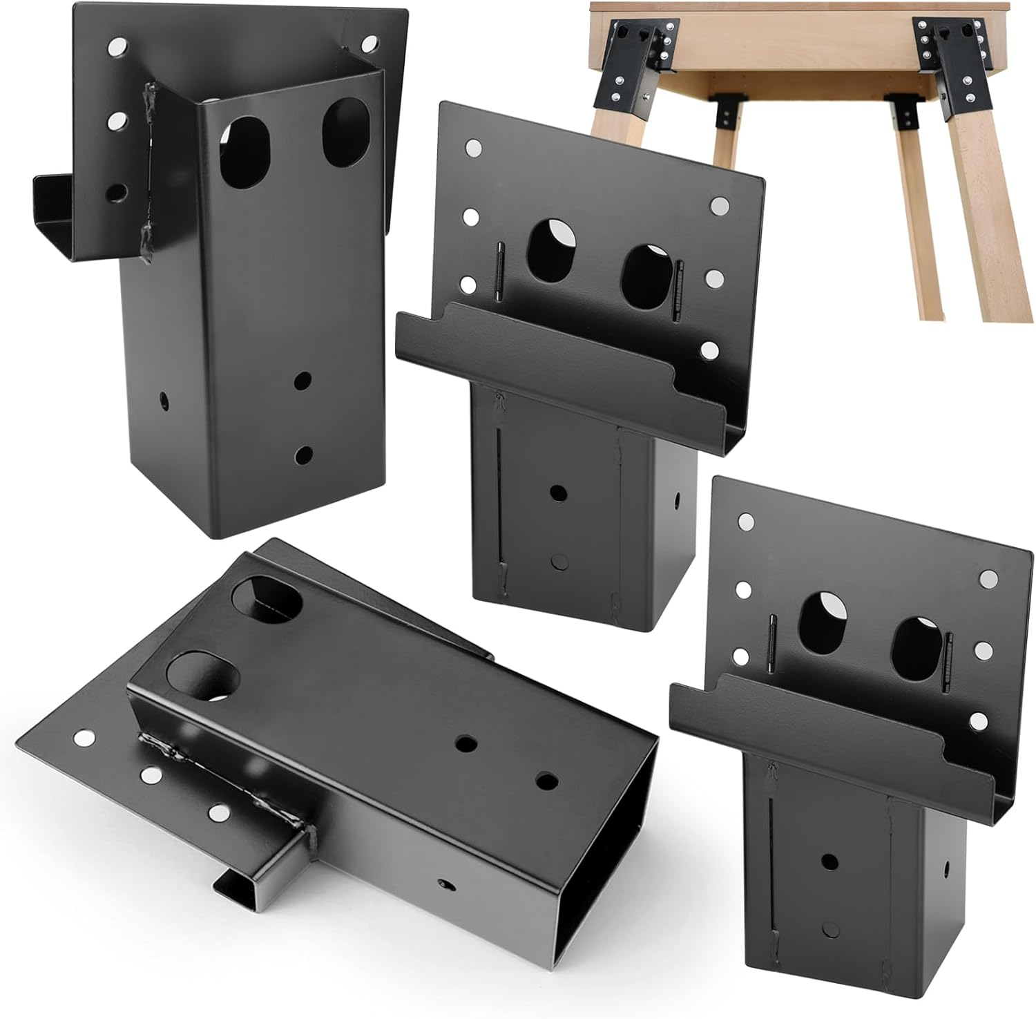 Elevator Bracket, Deer Stand Brackets 4X4, Deer Blind Bracket with Powder Coating, Outdoor Angle Bracket for Hunting Box Blind, Elevated Platform, Tree Stand, Shooting Shack, Pergolas, 4 PCS