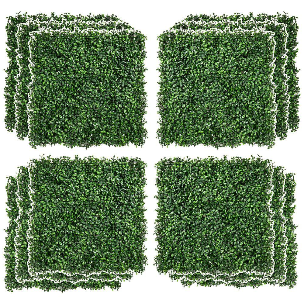 19.75 In. X 19.75 In. H Green Plastic Decorative Garden Fence, UV Protected Artificial Wall Greenery Backdrop (12-Pack)