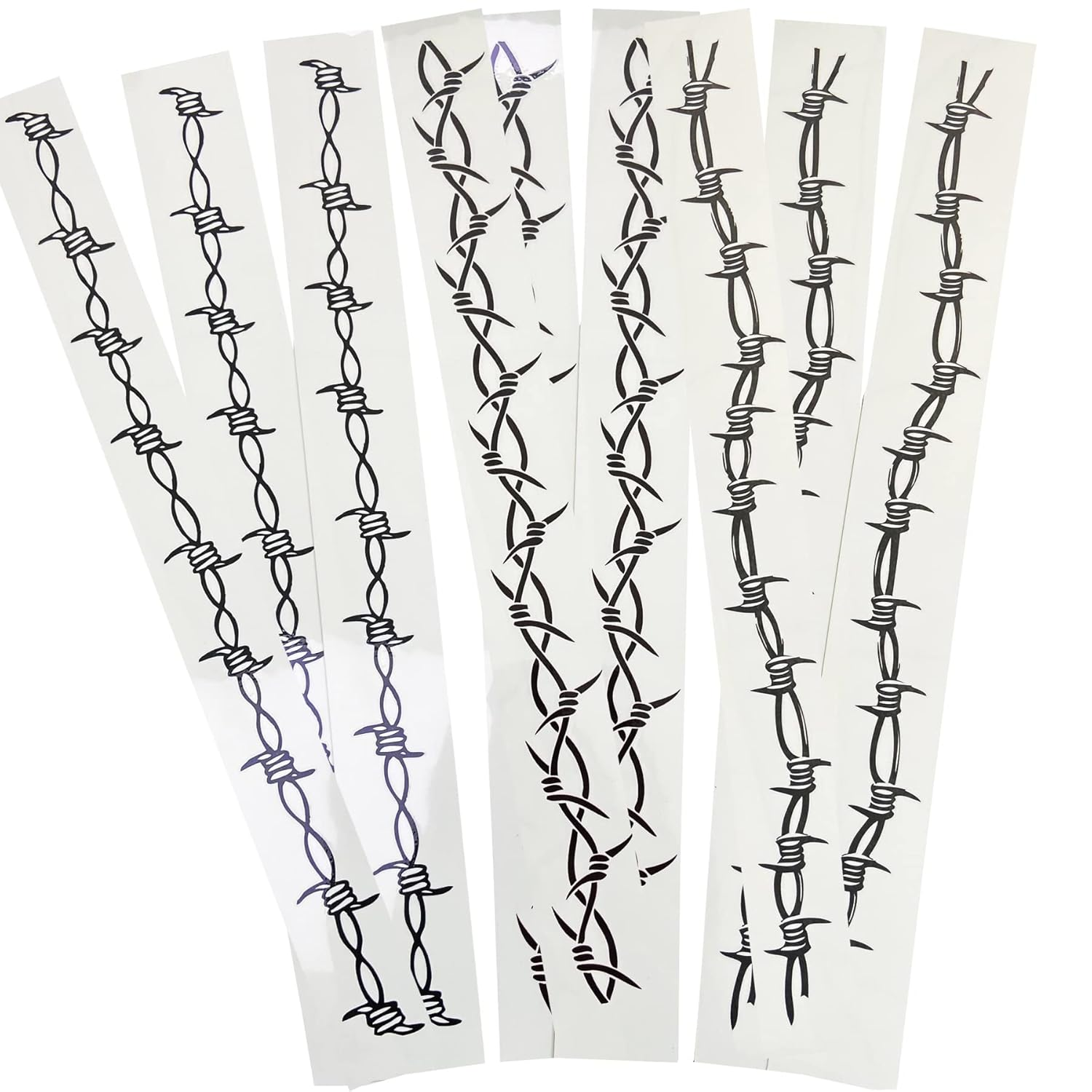 Barbed Wire Temporary Tattoo, Large Barb Wire Tattoo Costume Black Fake Tattoos for Halloween Men Women Guys Body Art, 9-Sheet