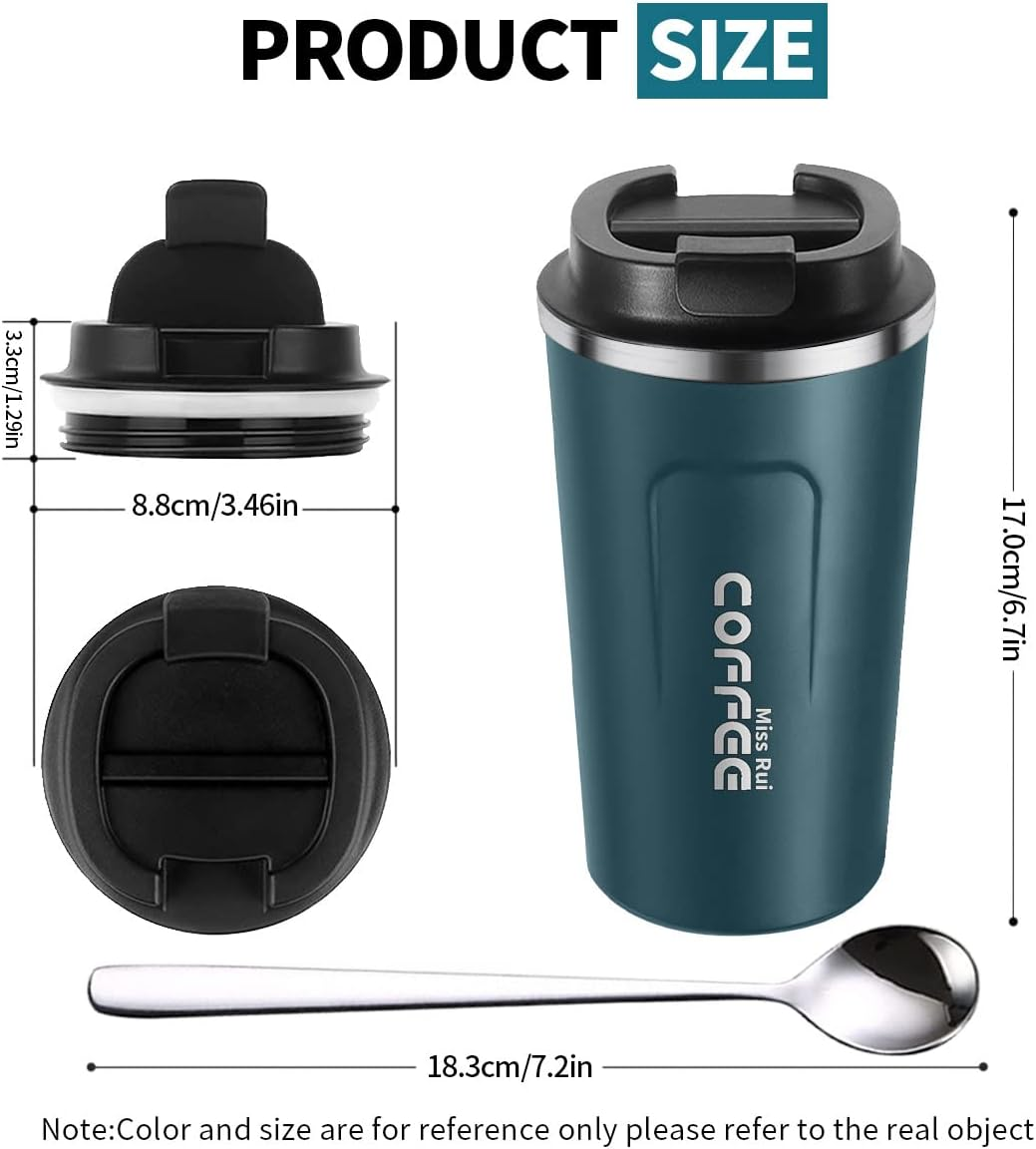 Miss Rui Coffee Cup Travel 510ml Reusable Coffee Mug Stainless Steel Insulate... - Picture 6 of 13