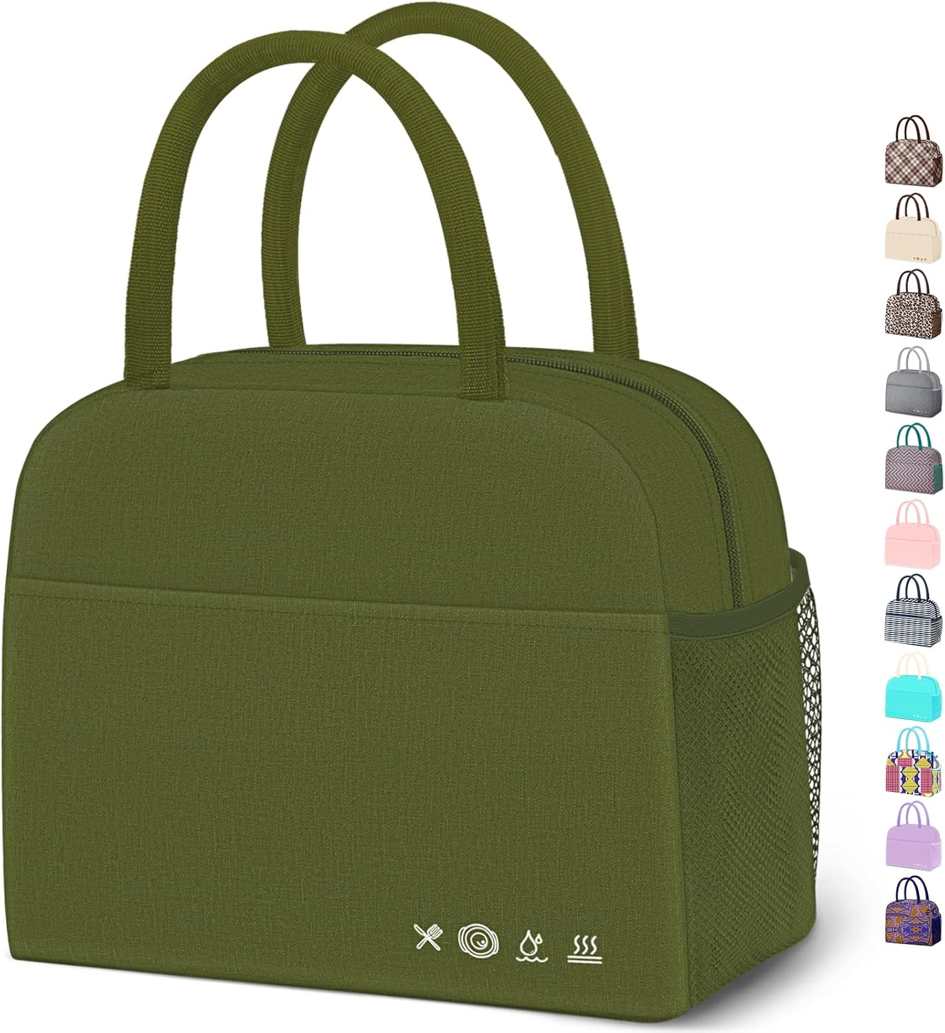 Lunch Bag Lunch Box for Women Men Reusable Insulated Lunch Tote Bag High Capacity for Travel Work Picnic,army green