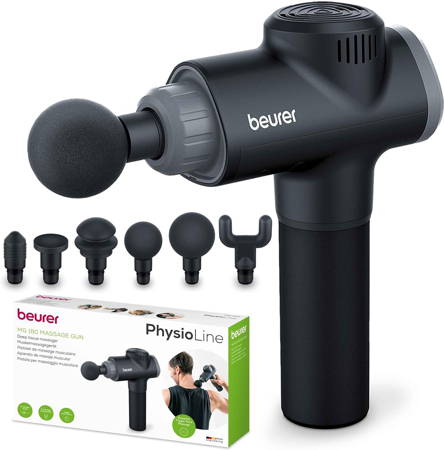 Beurer MG99 Compact Massage Gun, Mini Deep Tissue Massager with 4 Attachments... - Picture 11 of 13