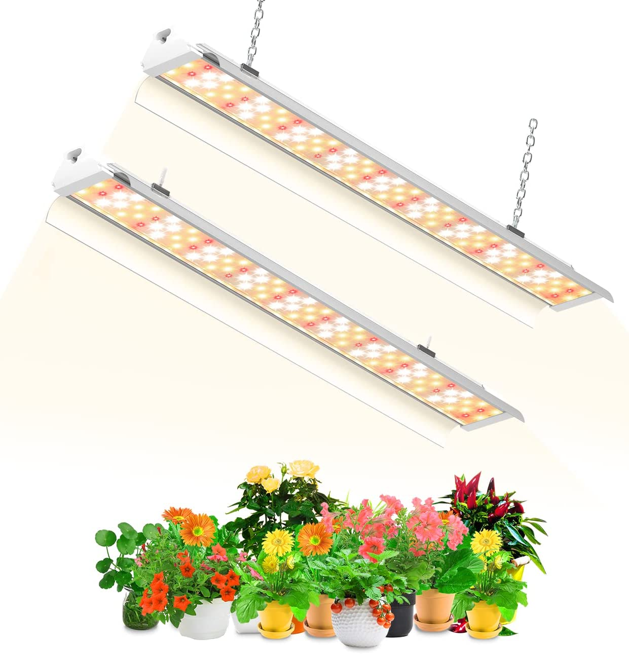 LED Grow Light 4Ft 140W (2×70W, 800W Equivalent) for Indoor , Super Bright Full Spectrum Sunlight Plant Light, LED Grow Light Strips, Linkable Growing Light Fixture - 2 Pack