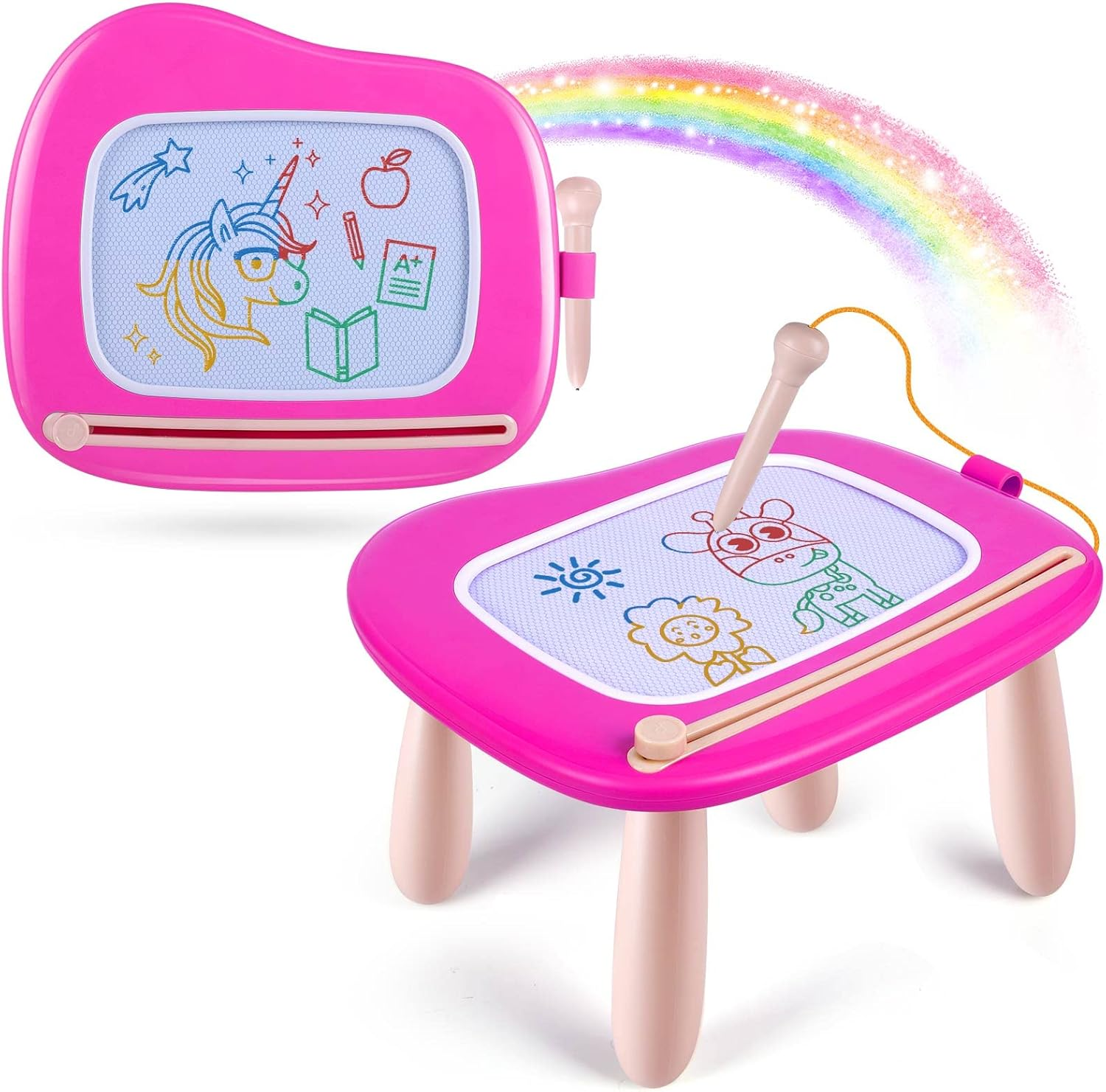 Magnetic Drawing Board for Toddlers: Erasable Doodle Board for Home, Travel & Preschool | Fun & Educational Toy for Baby Girls Boys(Ages 1-3) (Rose)