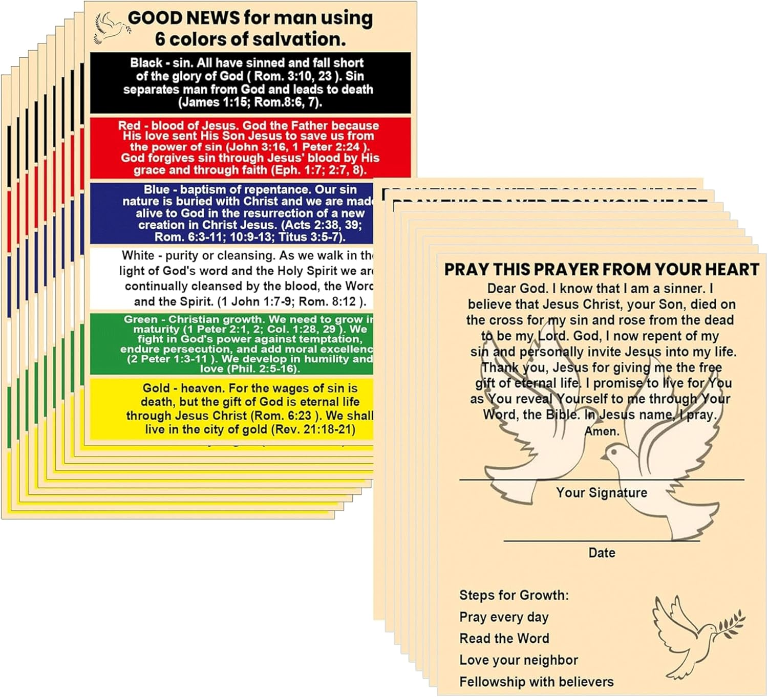 Plan of Salvation Card Prayer Cards 100 Pcs Tracts Pocket Holy Postcards - Christian Inspirational Bible Verses Church Religious Bookmarks for Men Women Teens Church Supplies 4.7 x 3.5 Inch