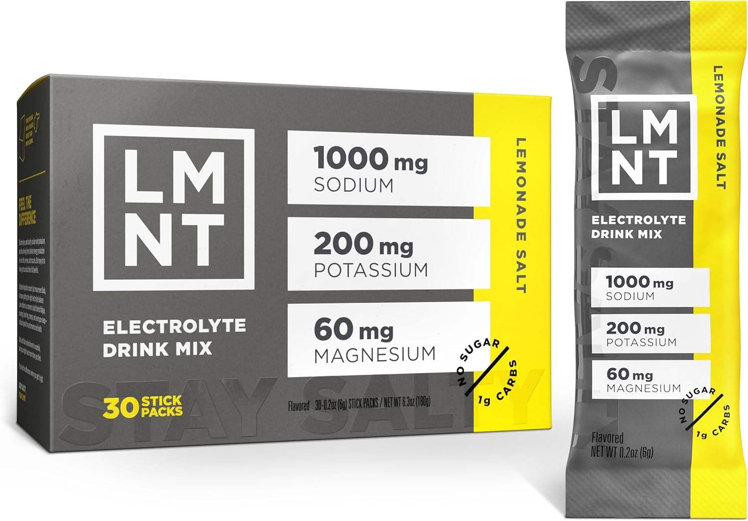 LMNT Zero Sugar Electrolytes - Lemonade Salt | Drink Mix | 30-Count