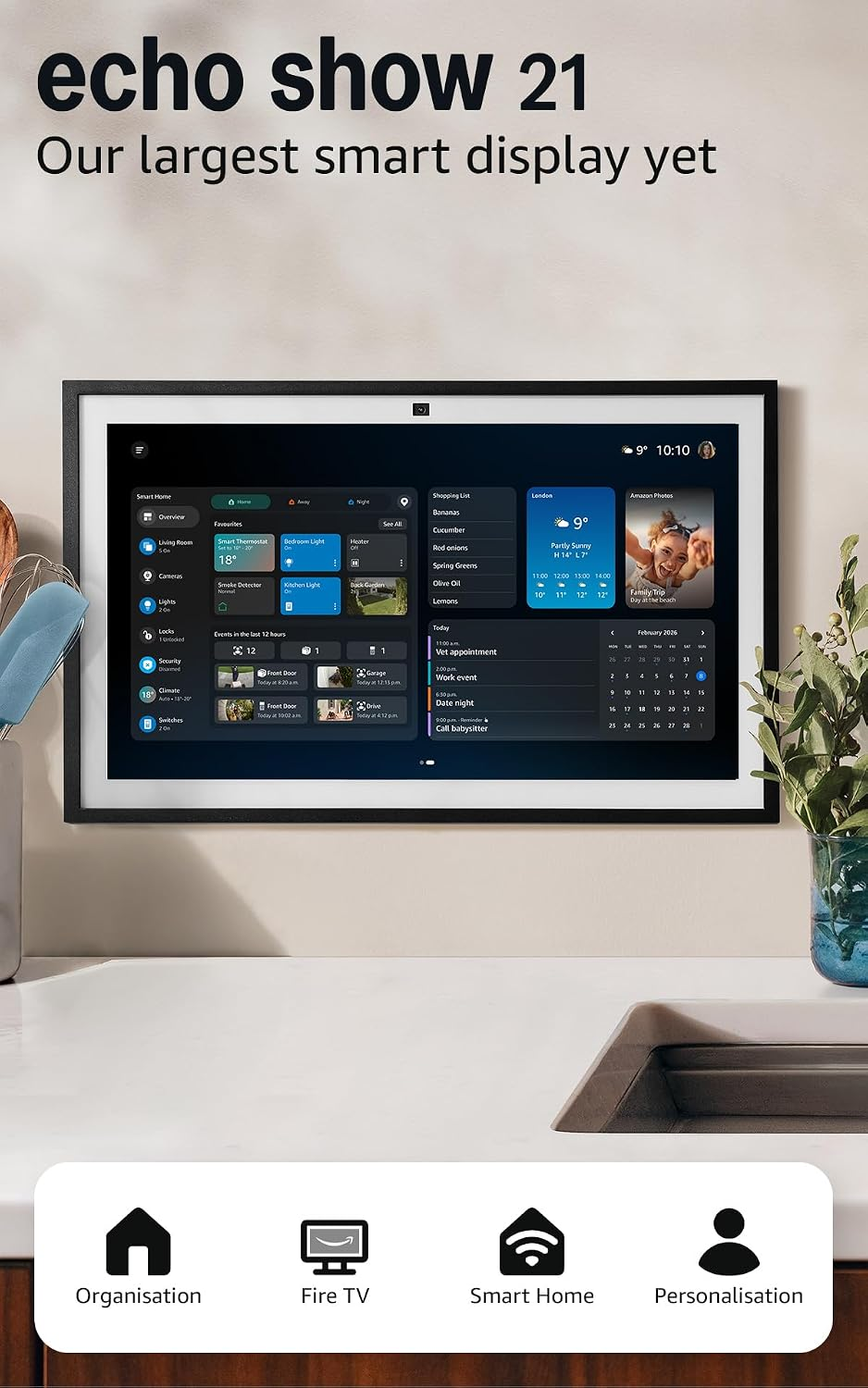 Echo Show 21 (Newest Gen), a Stunning 21" Smart Display with Built-In Fire TV, Powerful Vibrant Sound, Immersive HD Streaming, with Alexa+ Early Access