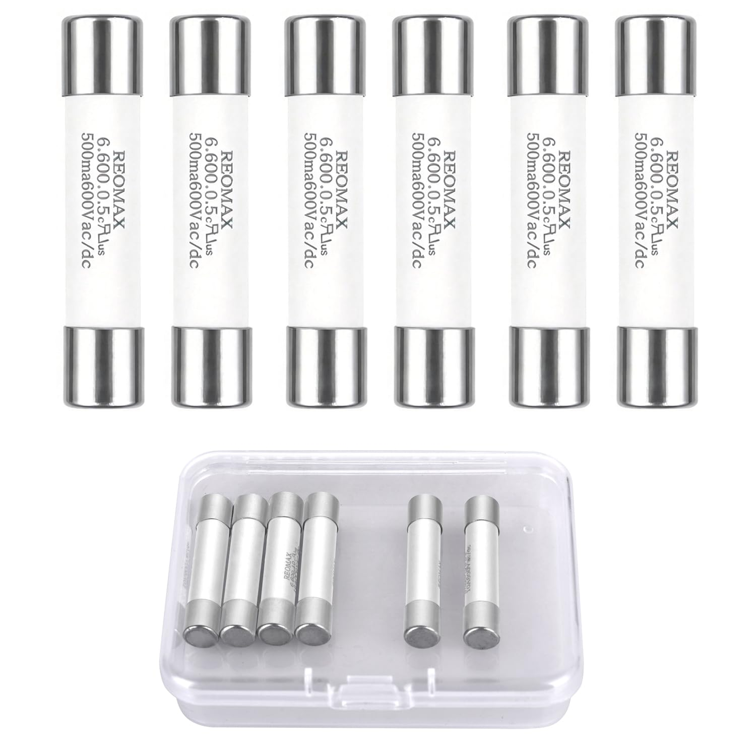 Digital Multimeter Fuse - 0.5A/500Ma 600V DC Fast-Acting Ceramic Fuse,Nickel-Plated Brass Caps,6.3X32Mm