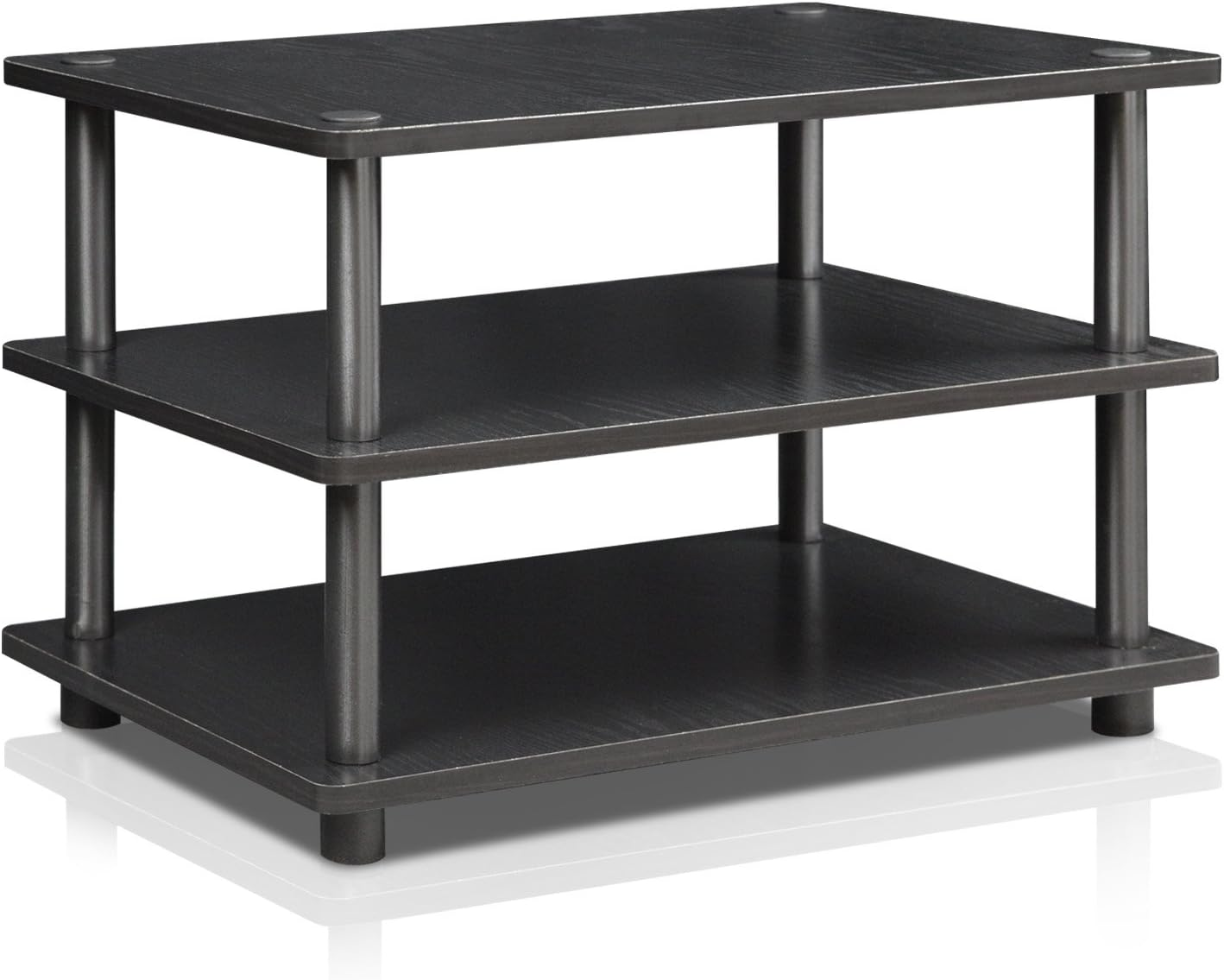 Furinno TURN-N-TUBE TV Stand, 3-Tier Corner Entertainment Center, Open Shelf Design TV Console for TV up to 25 Inch, Toolless Assembly, for Living Room, Bedroom, Blackwood