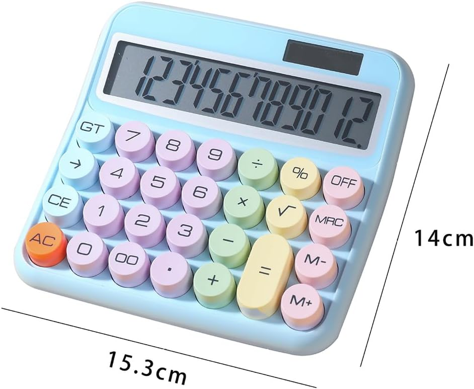 Mechanical Calculator 12 Digit Large LCD Display Big Round Button 15°Tilt Scr... - Picture 3 of 16