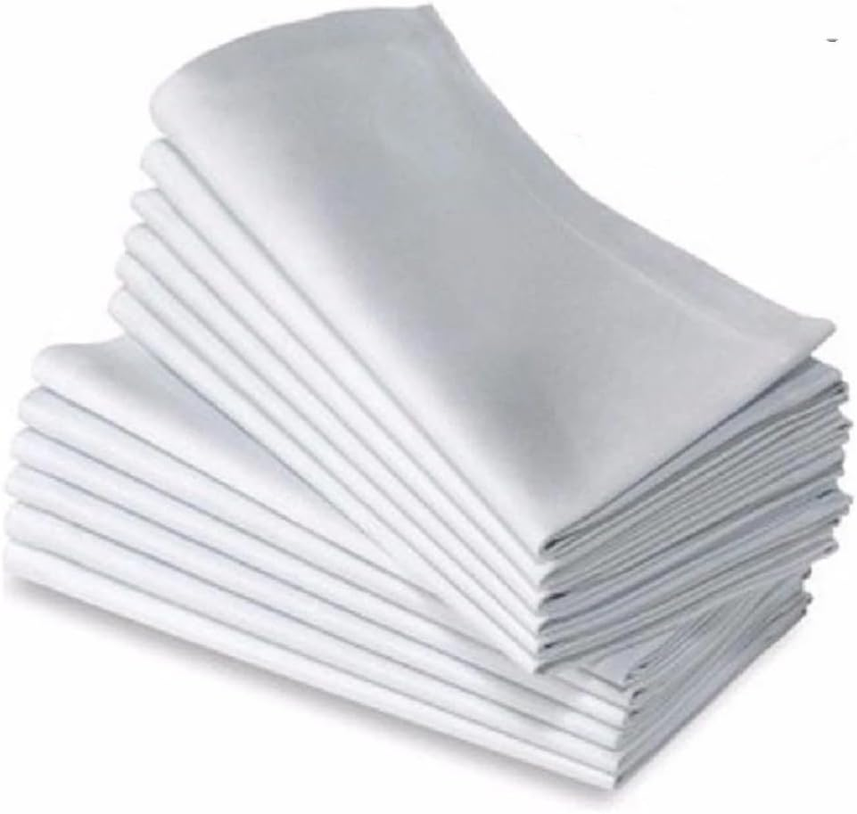 12 PCS White Dinner Napkins 18x18 Inch Soft Comfortable Durable Hotel Quality