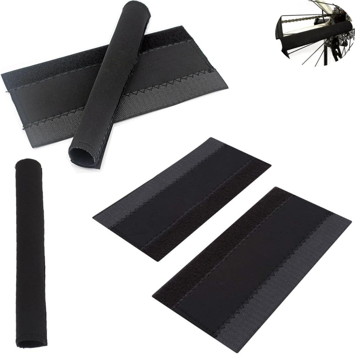 5 Pack Bike Frame Chainstay Protector Universal Neoprene Fabric Wrap Cover Pads Chain Stay Guards for Bike Frame Protection Montain Road Cyclist Bikes MTB BMX Cruisers Race