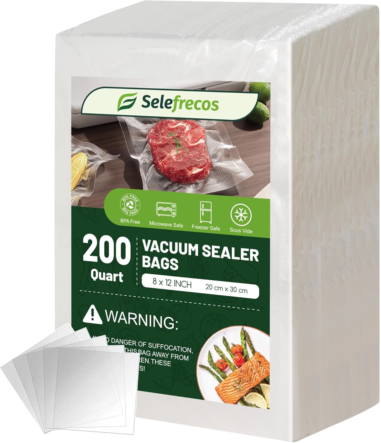 Vacuum Sealer Bags, 200 Quart BPA Free 8X12 Inch Vacuum Seal Bags