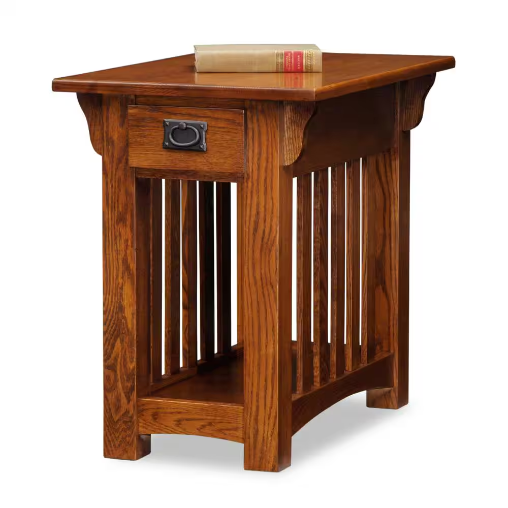 Mission Impeccable 17 In. W X 25 In. D Medium Oak Rectangle Wood End/Side Table with One Drawer and Shelf