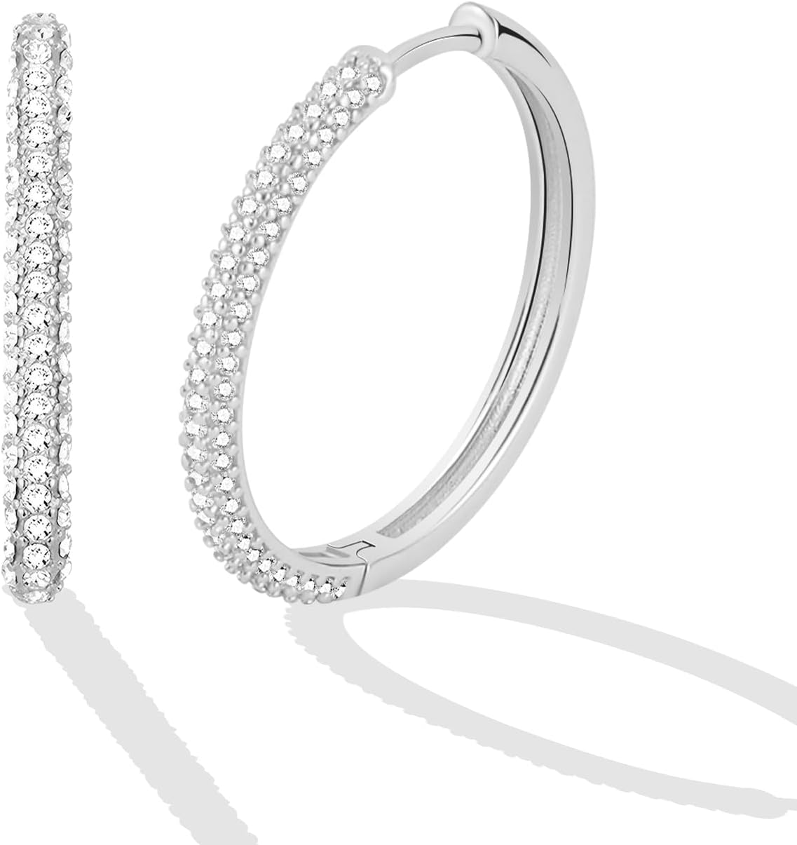 Gold Hoop Earrings for Women, Hypoallergenic 14K Gold Plated 925 Sterling Silver with Cubic Zirconia, Lightweight 26Mm Sparkly Earrings as a Jewelry Gift