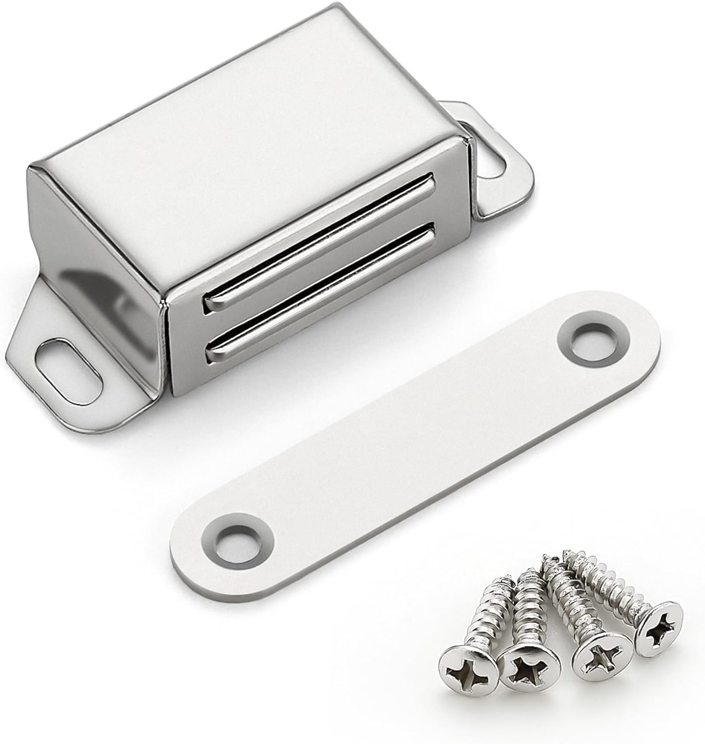 Cabinet Door Magnets, 30Lbs Strong Magnetic Door Catch, Heavy Duty Magnet Latch, Closet Door Magnetic Catch, Concealed Magnets for Cabinet Doors Cupboard Drawer Wardrobe Closet, 4 Pack Silver
