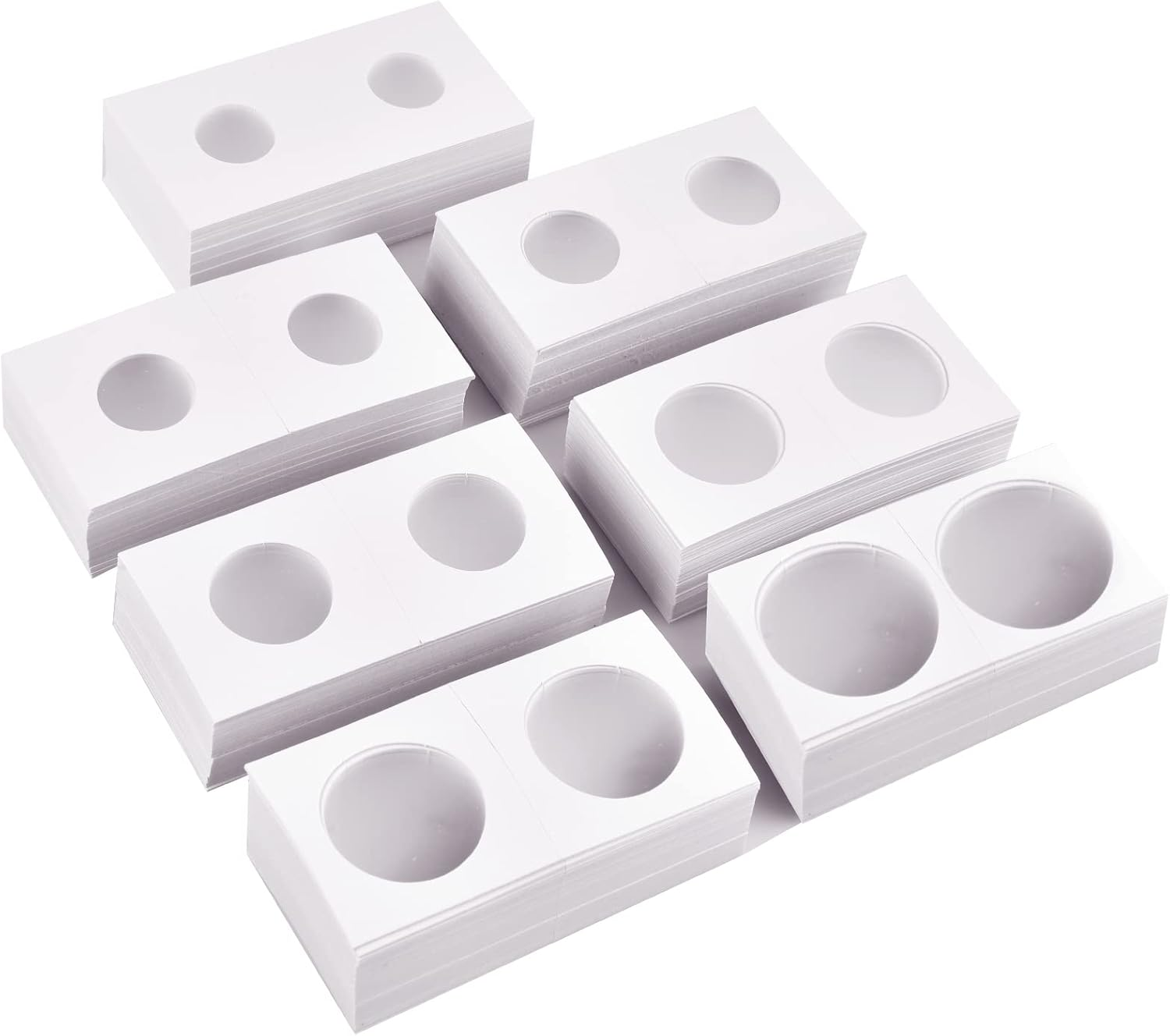 350Pcs Coin Holders Cardboard Coins Flips 2X2, 7 Sizes Collection Display Book for Collectors Collecting Protector Fits for 20.5, 23, 25, 27.5, 31.5, 35, 40 Penny, Quarters, Tokens, Medallions