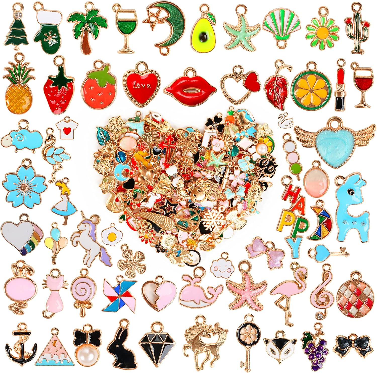 460 piezas de dijes para hacer joyas surtidos al por mayor chapados en colores mixtos