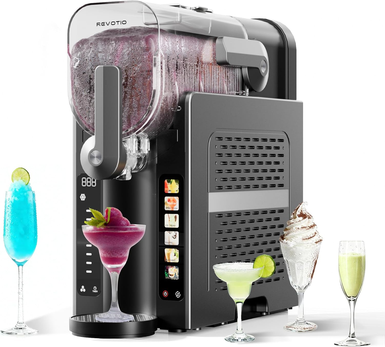 Slushie Machine for Home, 88 Oz Slushy Machine, No Ice Needed Frozen Drink Maker with 6 Presets, Quiet, Auto-Clean, LED Display, Black, Perfect for Margaritas, Frappés, Milkshakes and More