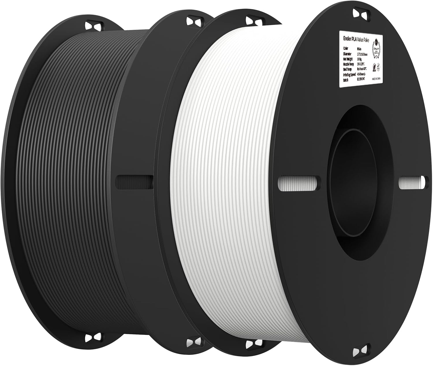 2Kg Black & White PLA 1.75Mm Filament Bundle for 3D Printing with No-Tangling Strong Bonding and Overhang Performance, Accuracy +/- 0.02Mm