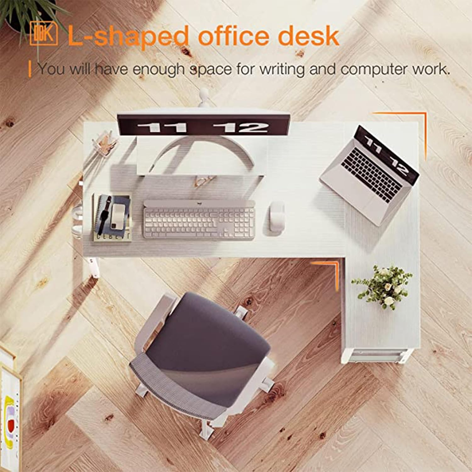 ODK L Shaped Computer Desk with Reversible Storage Shelves, L-Shaped Corner D... - Picture 9 of 14