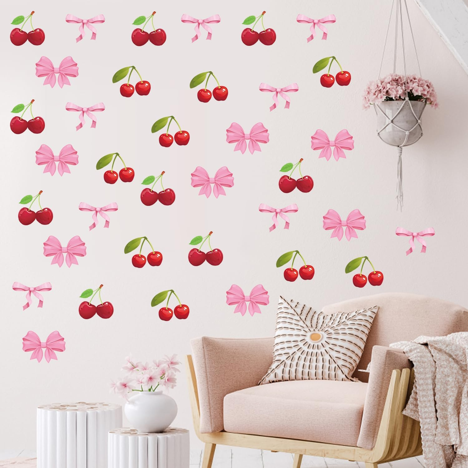 12 Sheet Pink Bow Wall Stickers, 11.81x7.87in Trendy Bow Wall Decals Coquette... - Picture 6 of 15