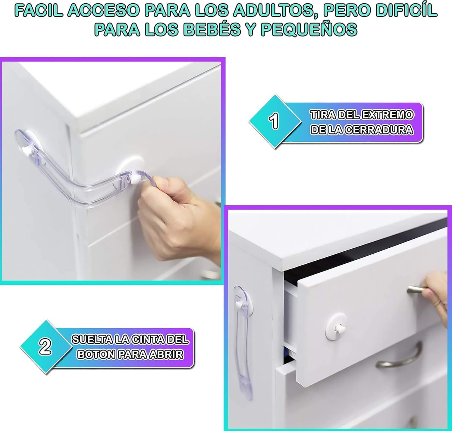 Clear Child Safety Guards & Locks, Ajustable Baby Proofing Cabinet and Drawer... - Picture 8 of 14