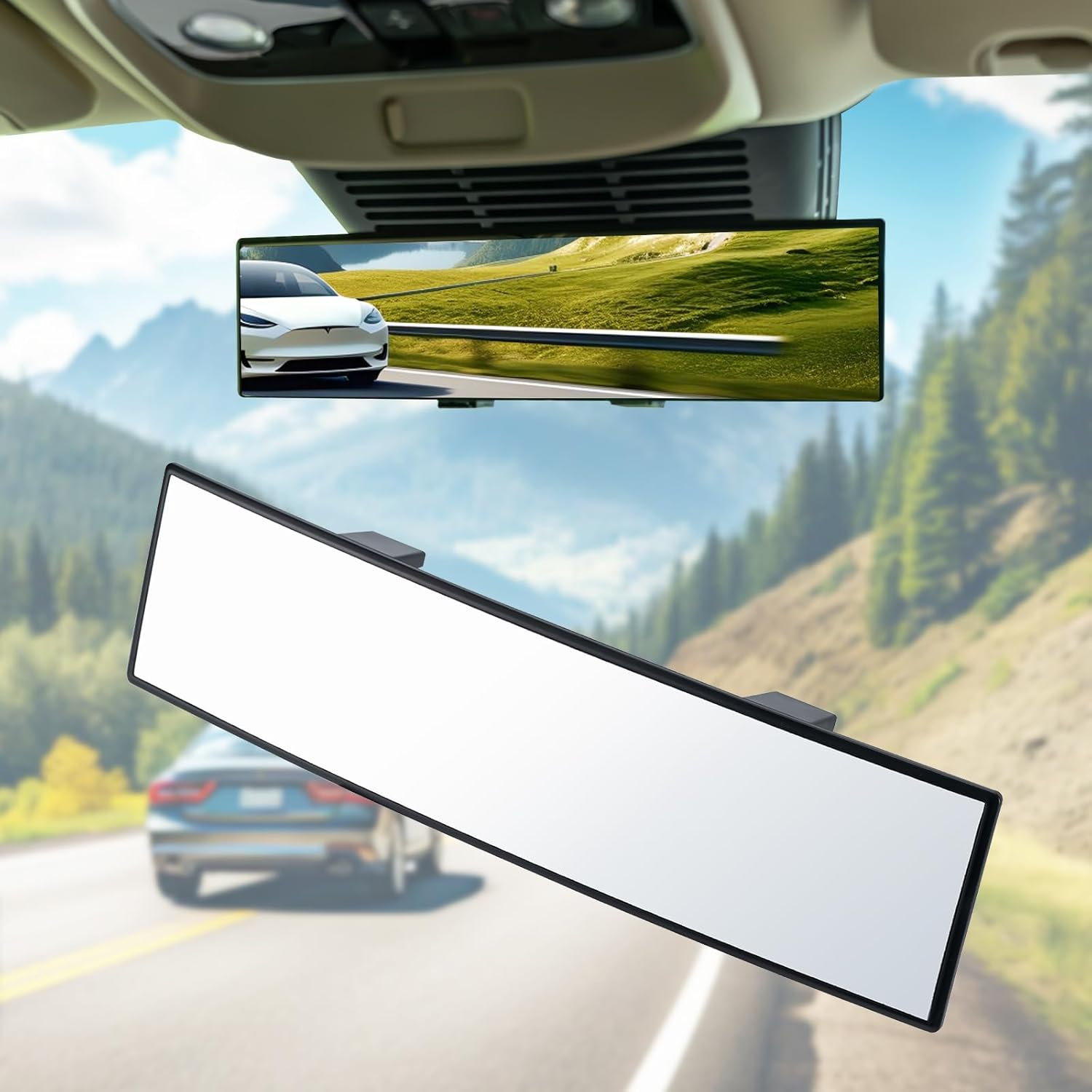 Espejo retrovisor, espejo retrovisor interior gran angular con clip