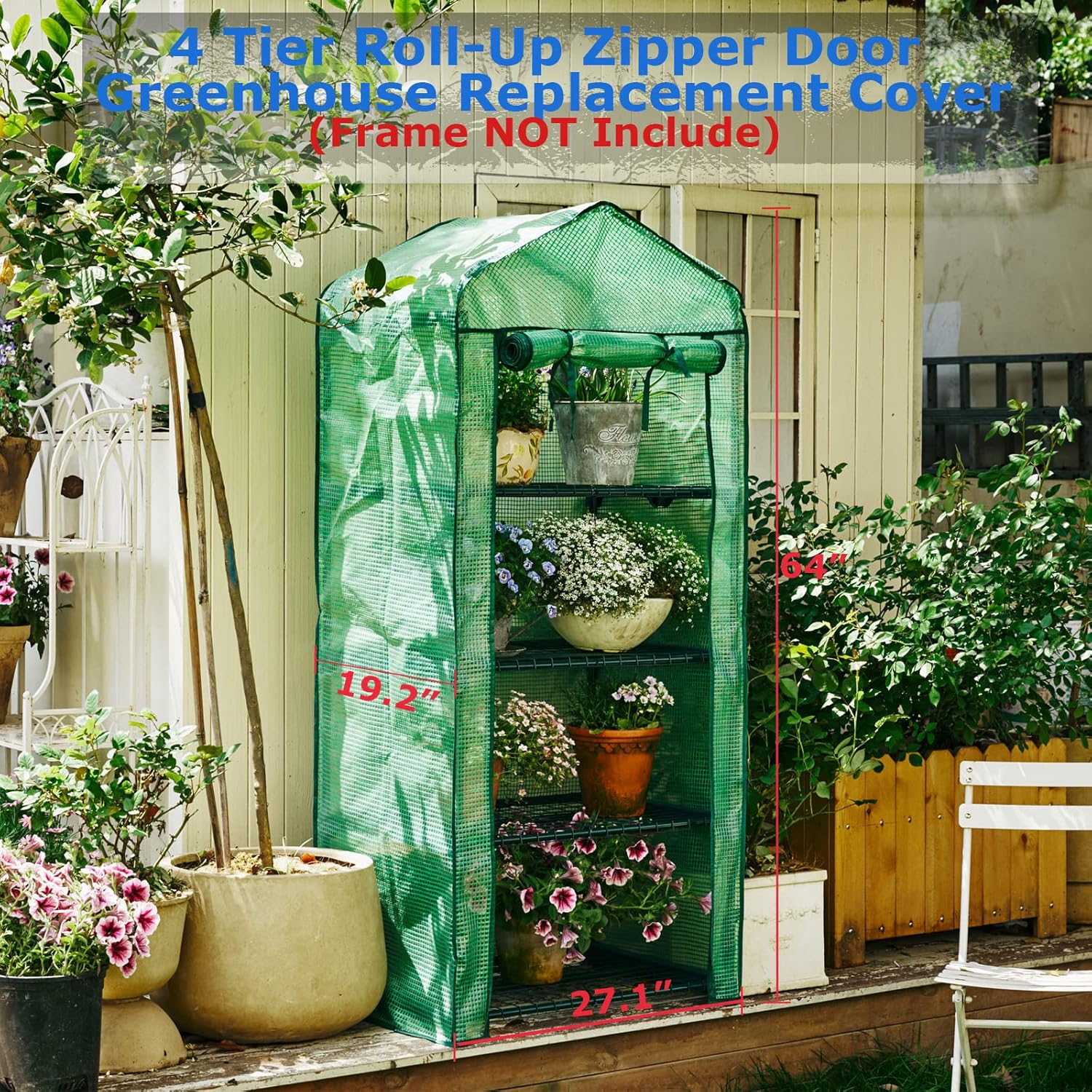 4-Tier Greenhouse Replacement Cover Clear PE Greenhouse Replacement Cover wit... - Picture 9 of 13