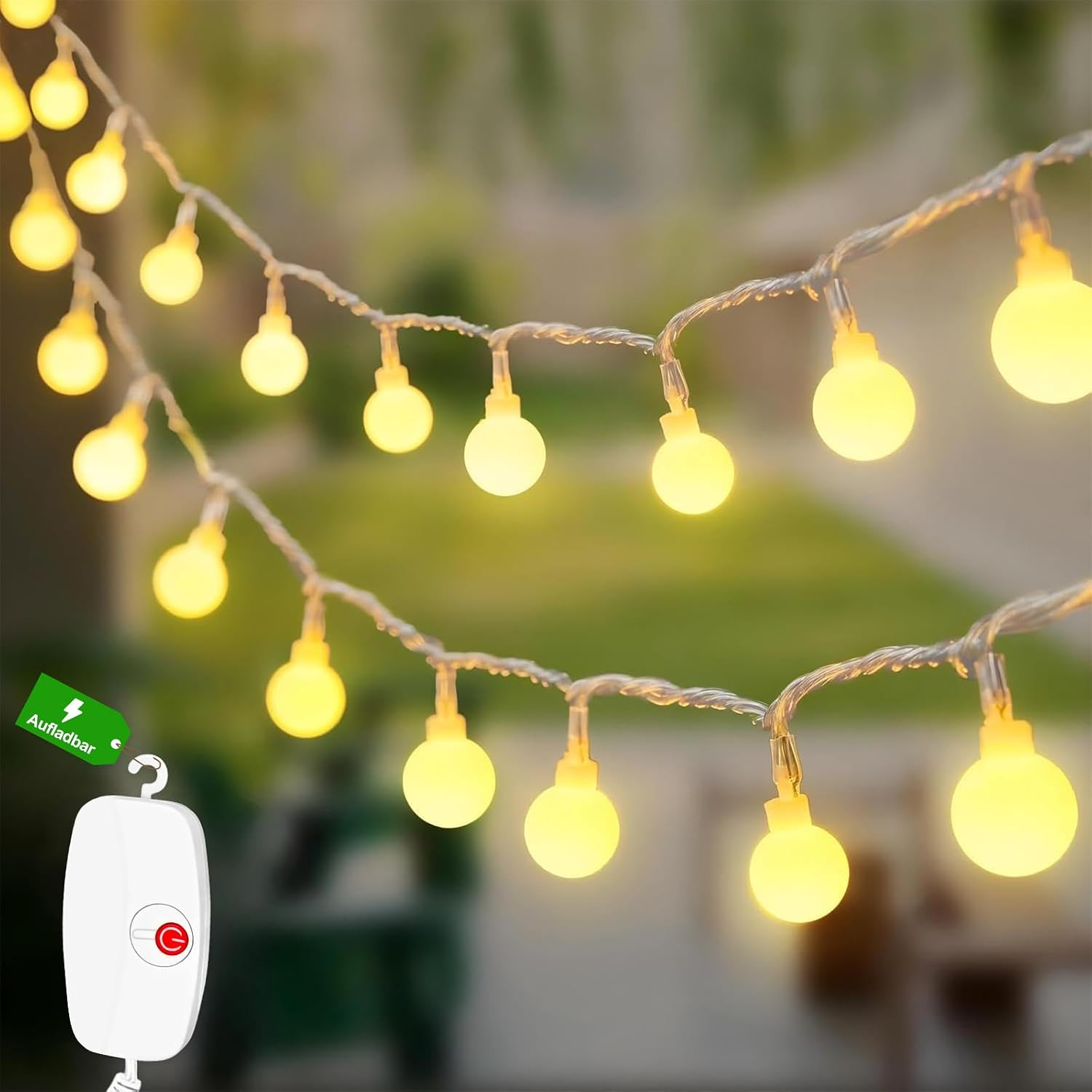 LED Lichterkette Kugeln 6M, Lichterketten Innen Batterie Timer Warmweiß