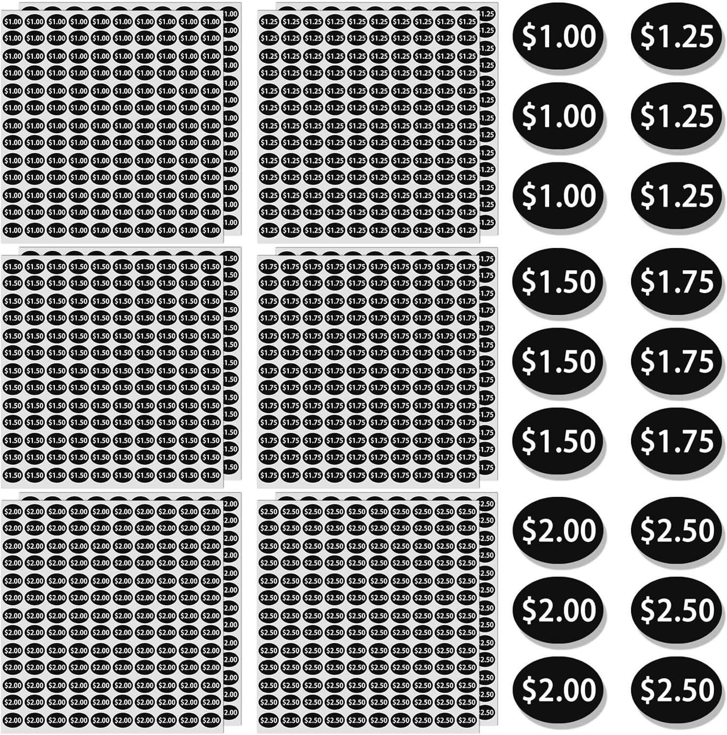 1560Pcs Vending Machine Price Labels, 12 Sheets Snack Vending Machine Labels Stickers, Soda Beverage Price Labels Stickers $1.00 $1.25 $1.50 $1.75 $2.00 $2.50 Black for Business Stores, Black