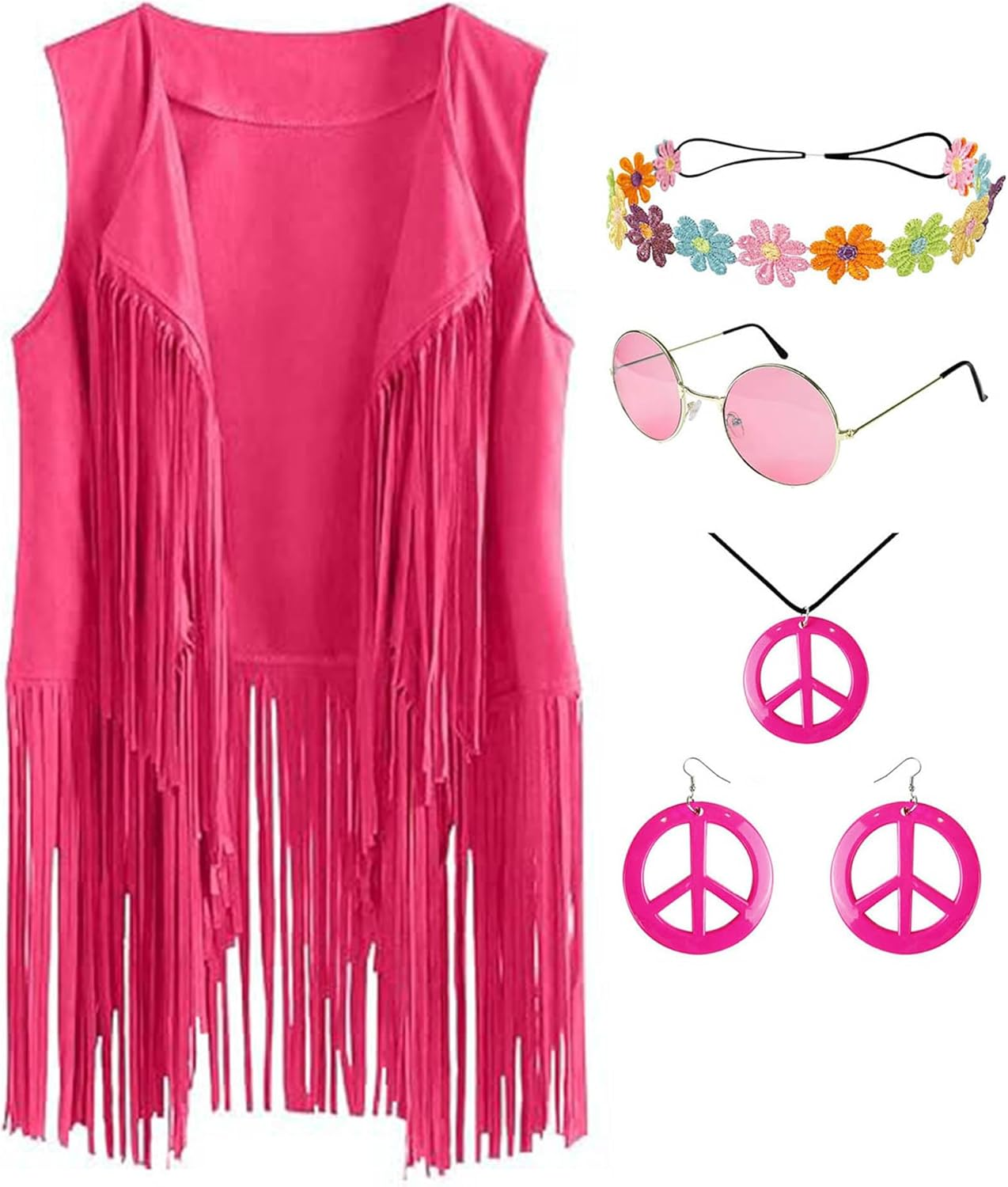 70s 80s Hippie Costume Women Fringe Vest Set Cowgirl Costume 70s Disco Outfit... - Picture 8 of 17