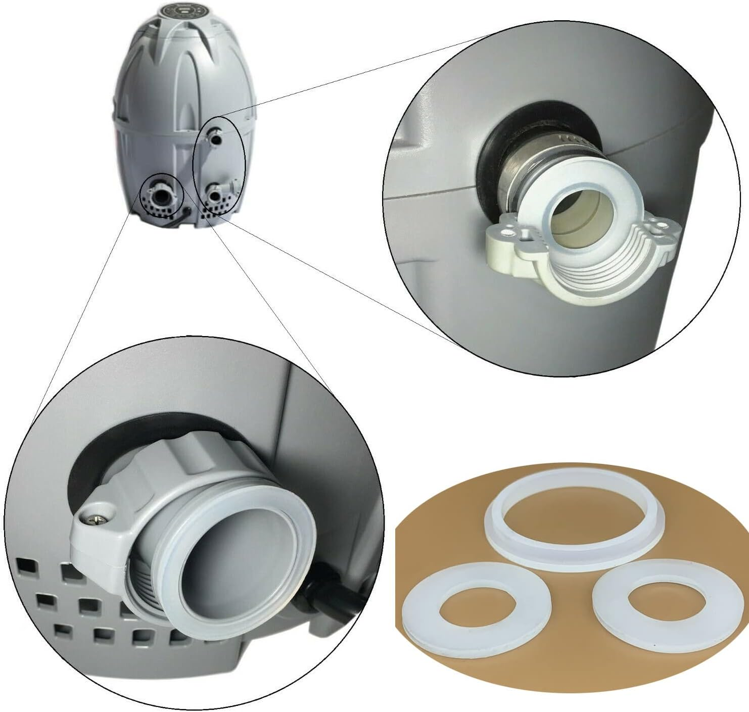 Fits Coleman Saluspa,Lay-Z-Spa A and B/C Connector Gaskets(1 A + 2 B/C)