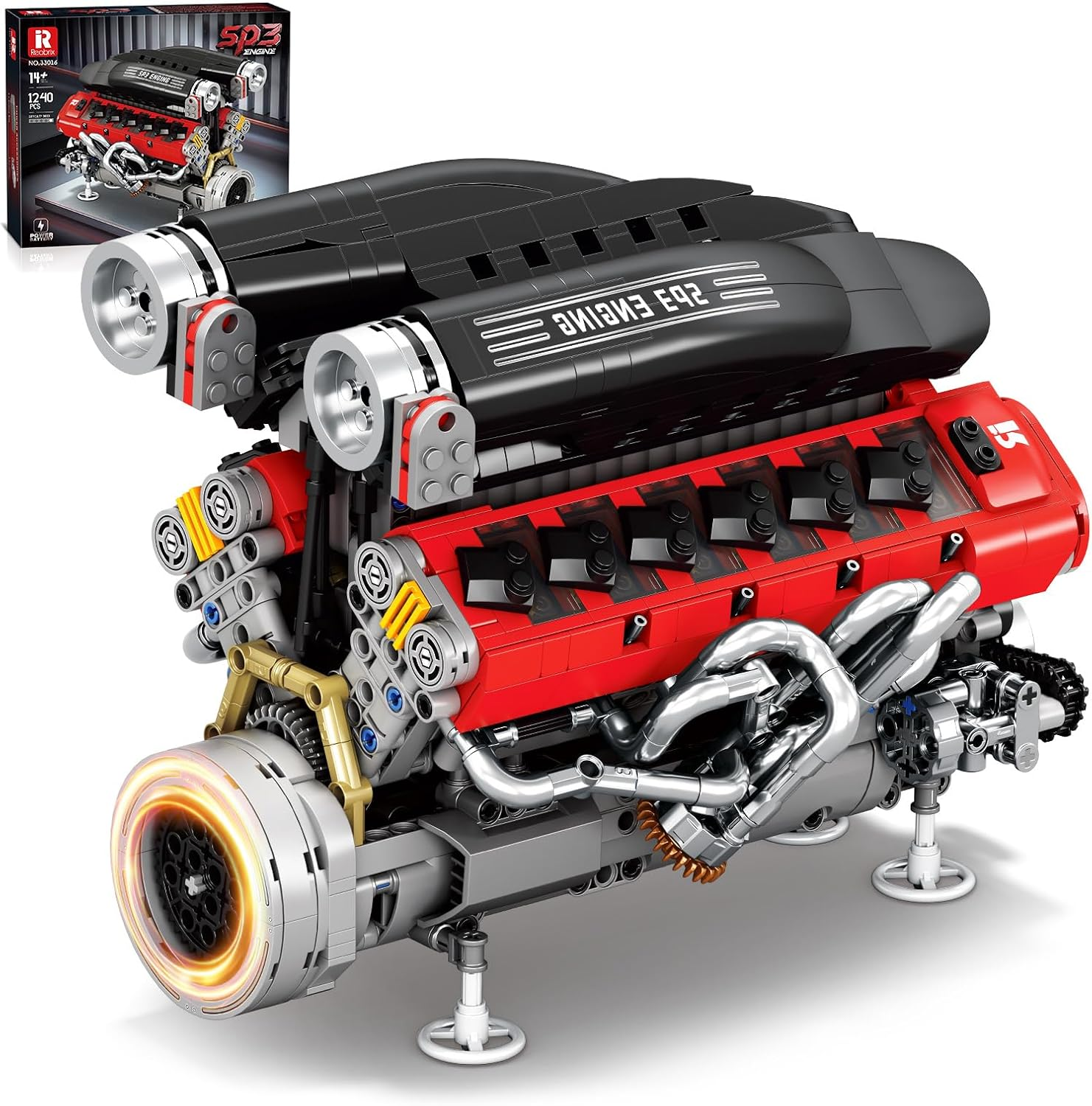 V12 Engine Model Kit, Functional 12-Cylinder Building Set for Adults