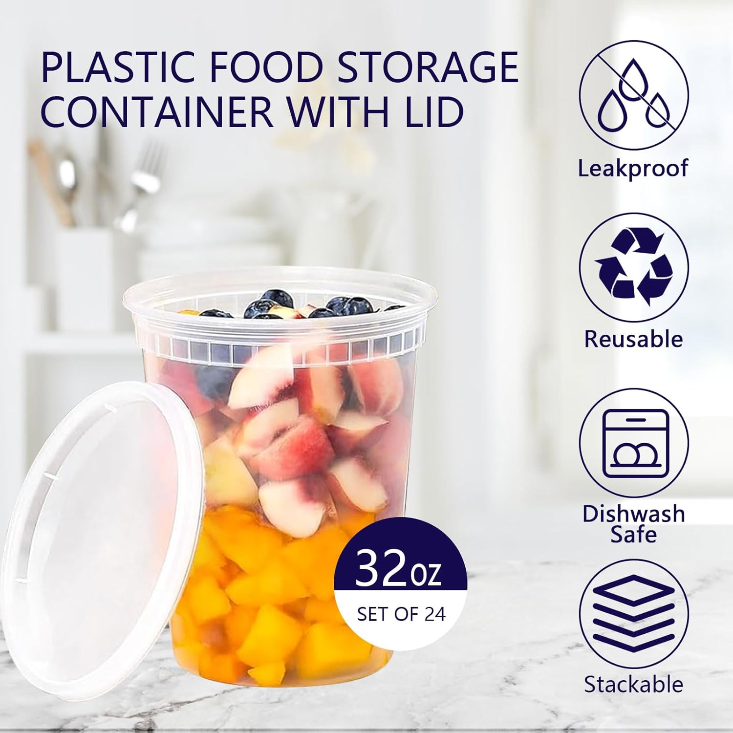 36-Pack 32 oz Plastic Deli Food Containers with Lids plastic soup containers ... - Picture 8 of 20