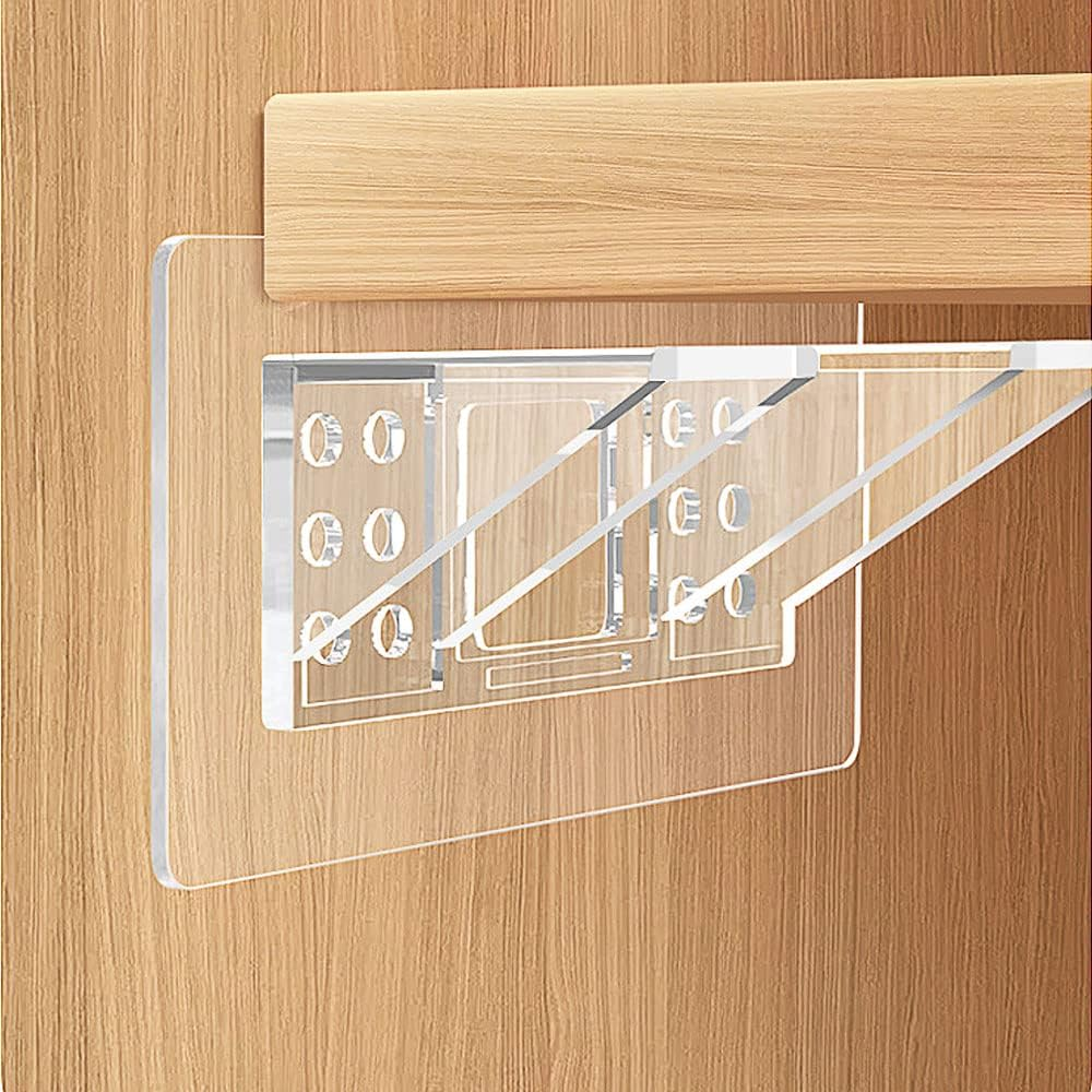 12 Pieces Large Size Adhesive Shelf Bracket, Double Row Thickened and Reinforced Design Punch Free Shelf Support Pegs for Shelves Kitchen Cabinet Book Closet
