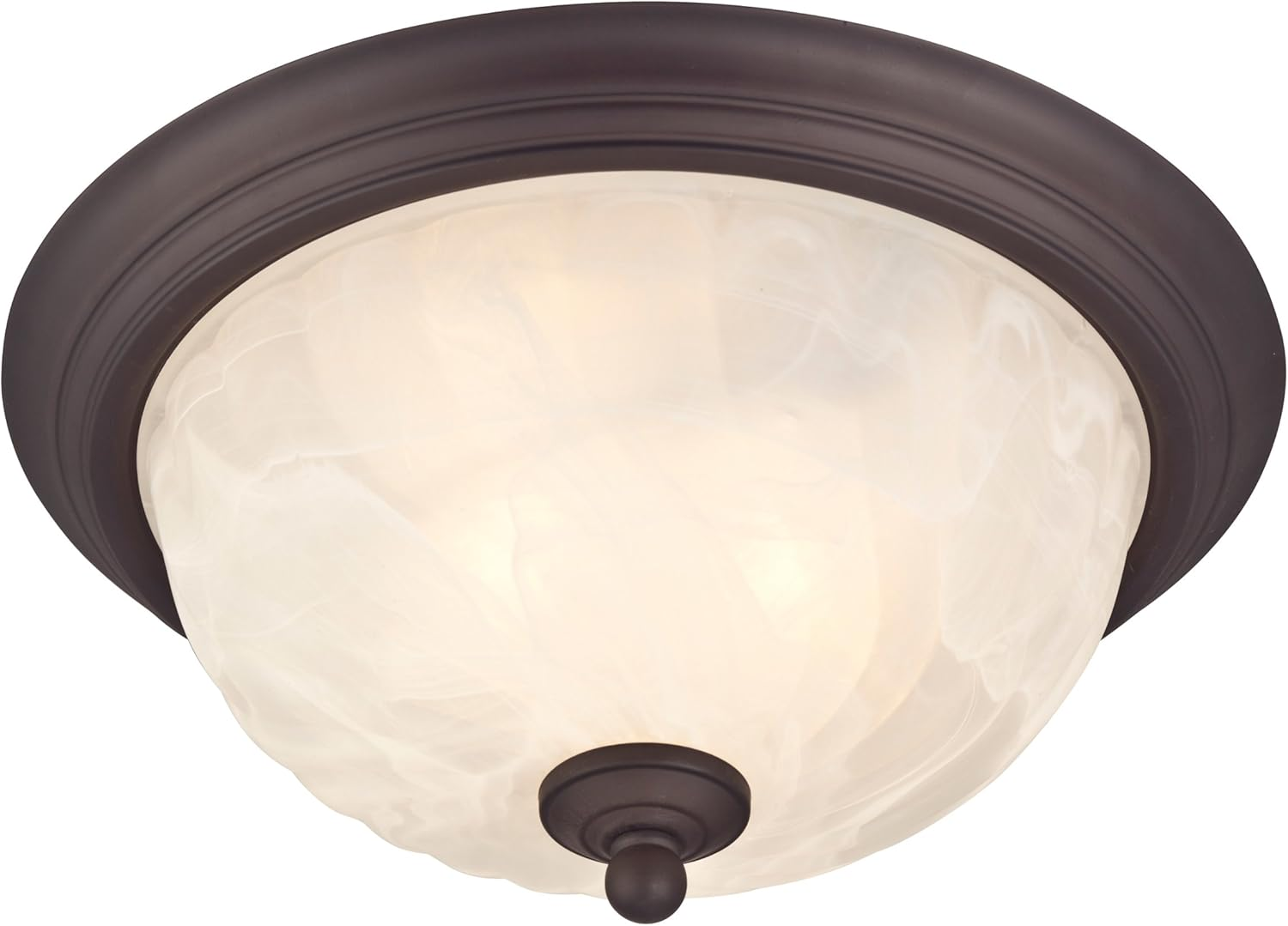6230900 Naveen Two-Light Flush-Mount Exterior Fixture, Oil Rubbed Bronze Finish on Steel with White Alabaster Glass
