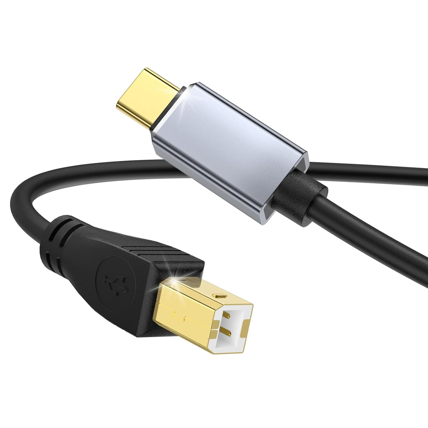 Meloaudio USB C MIDI Cable, Type C to USB 2.0 MIDI Interface Cable for Midi Controller, Keyboard, Audio Interface for Ipad, Samsung, Laptop, Macbook, 5FT USB B to USB C Printer Cable Black