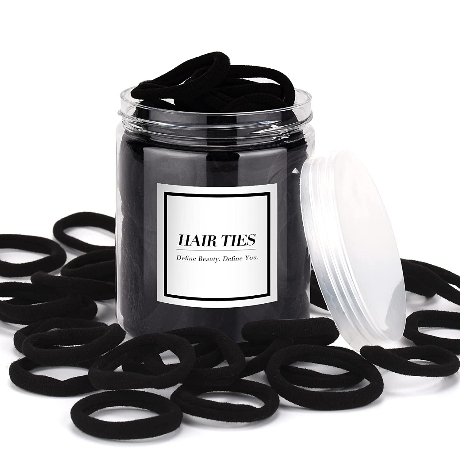 50PCS Black Hair Ties – No-Damage, for Thick