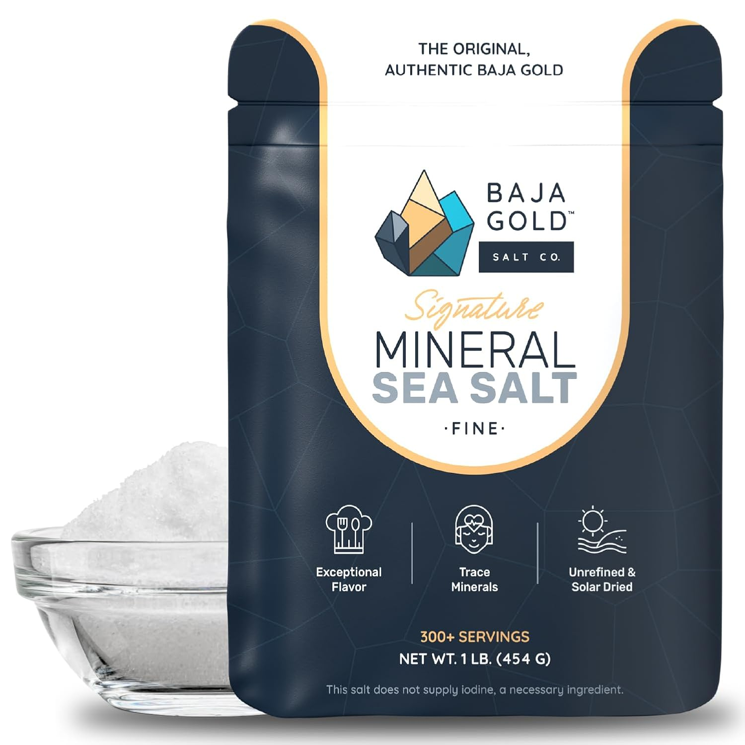 Baja Gold Mineral Sea Salt, Fine Grind, 1 Lb. Bag