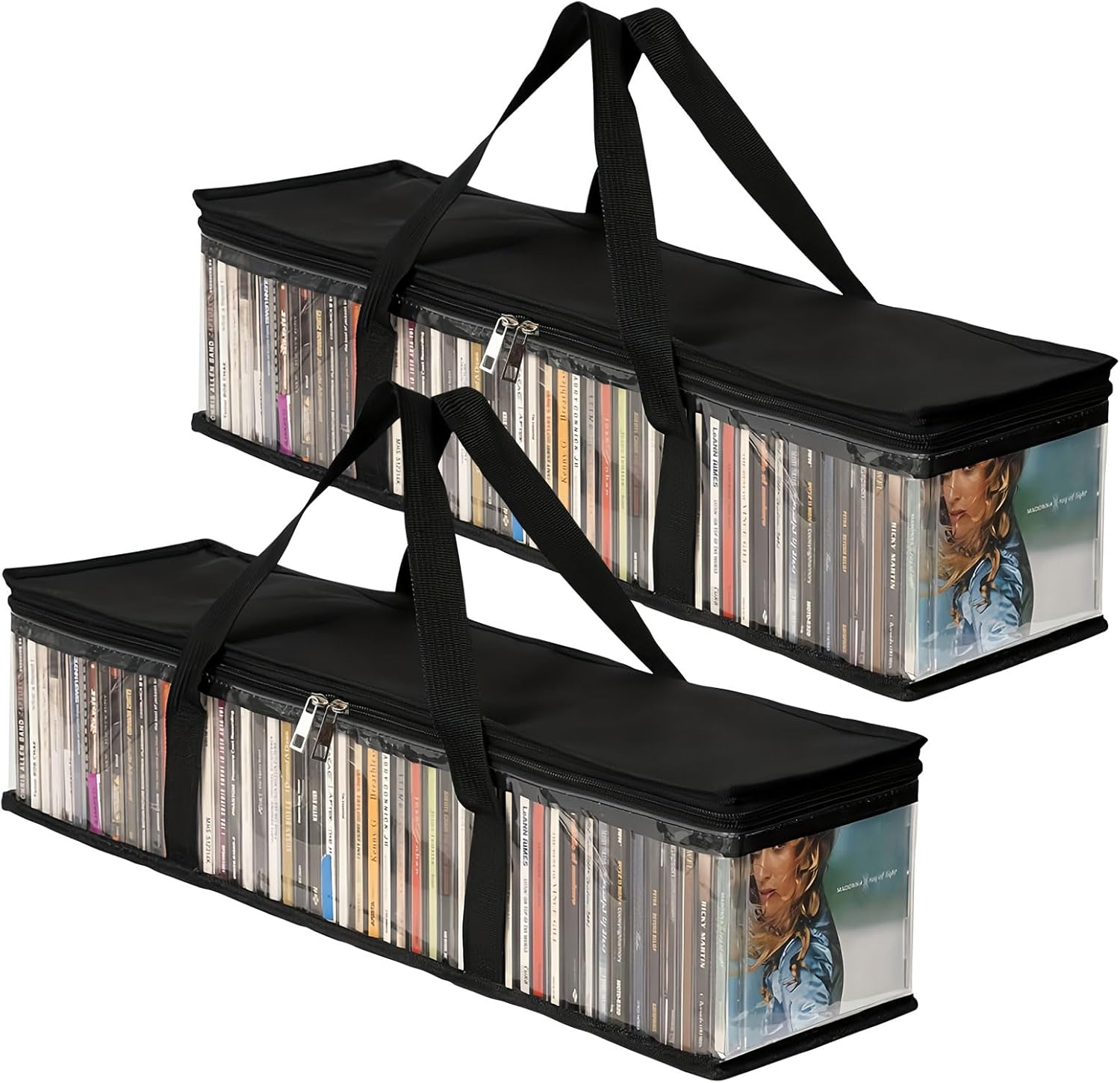 Set Di 2 Borse Porta Portatile per Dvd Custodia Trasporto per CD Resistente Acqua Borse Di Archiviazione Multifunzionali Di Grande Capacità per Media CD Album Videogiochi Libri