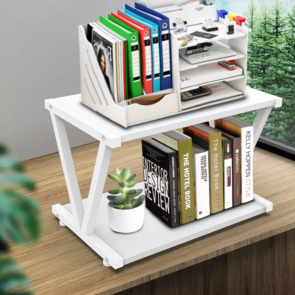 VEDECASA Retro Desktop Printer Stand 2 Double Tiers Wood Printer Shelf Modern... - Picture 8 of 15