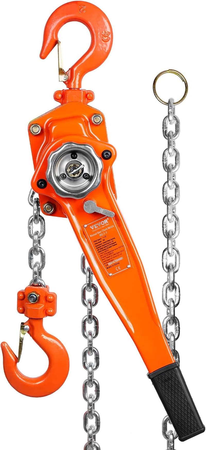 Manual Lever Chain Hoist, 1-1/2 Ton 3300 Lbs Capacity 10 FT Come Along, G80 Galvanized Carbon Steel with Weston Double-Pawl Brake,Auto Chain Leading & 360° Rotation Hook, for Garage Factory Dock