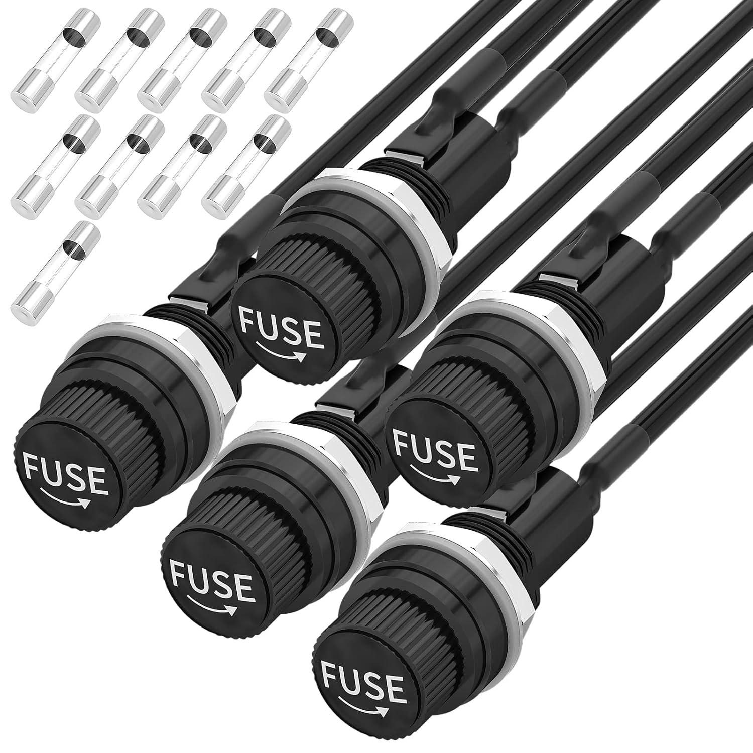 15 Pcs Panel Mount Fuse Holder 5x20mm 12v Dc 250v Ac Screw Cap Fuse Holders With