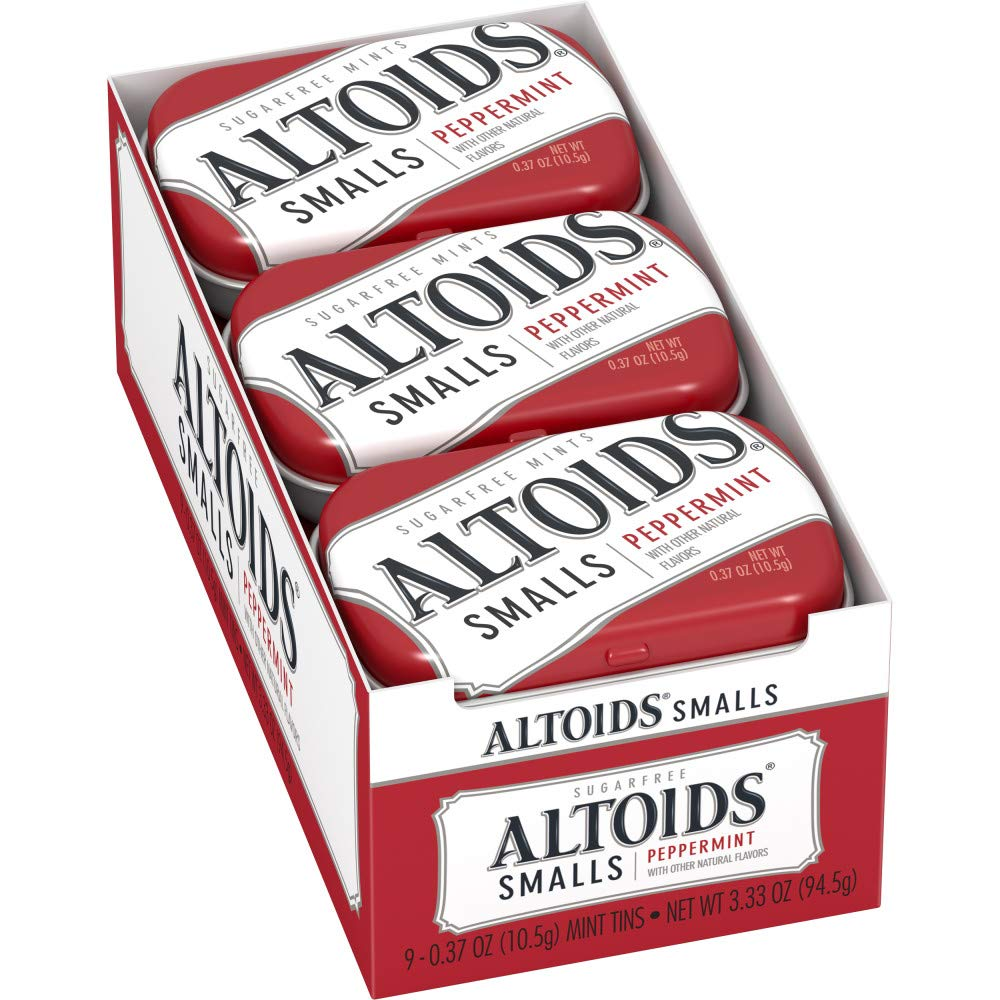 Sugar-Free Mints -  Smalls Peppermint Breath Mints, 0.37 Ounce Tin, Pack of 9 - Altoid Breath Mint