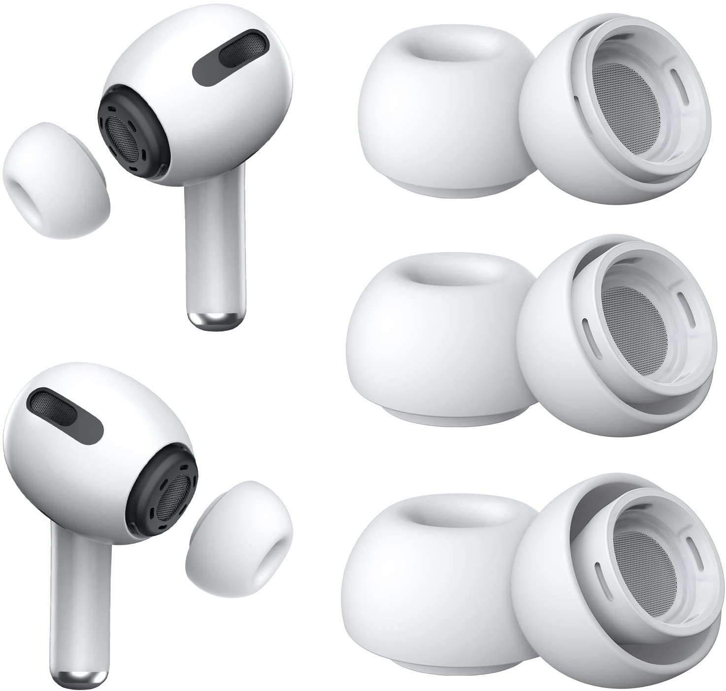 3 Pairs Replacement Ear Tips for Airpods Pro and 2Nd Generation with Noise Reduction Hole, Silicone Ear Tips for Airpods Pro with Portable Storage Box and Fit in the Charging Case(S/M/L)